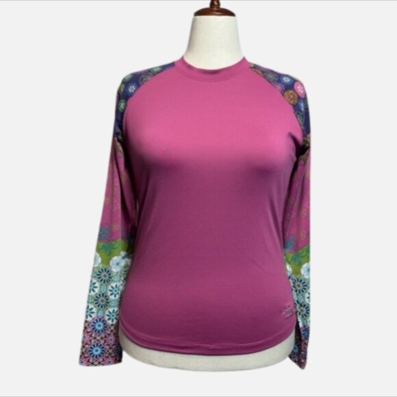 The North Face Rashguard Vapor Wick Printed Baselayer Floral Mosaic Sleeve SZ L - Picture 1 of 13